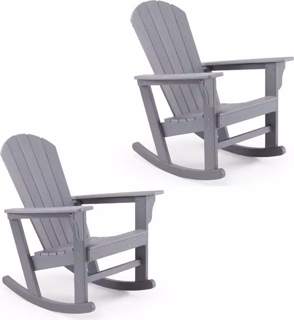 VonHaus Grey Adirondack Rocking Chair for Garden