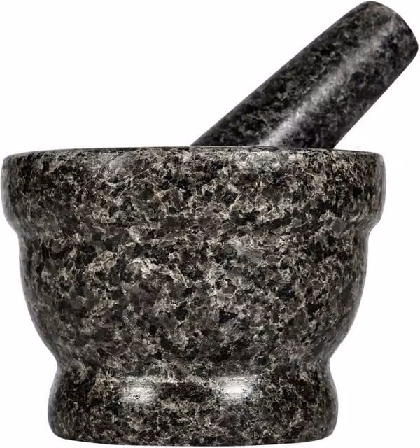 Nestlune Large Granite Mortar and Pestle for Spices and Herbs, Black, W/D/H: 15 x 15 x 100 cm