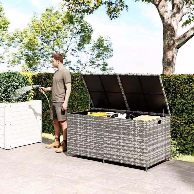 Outsunny 650L Garden Storage Box with 2 Wheels in Mixed-grey