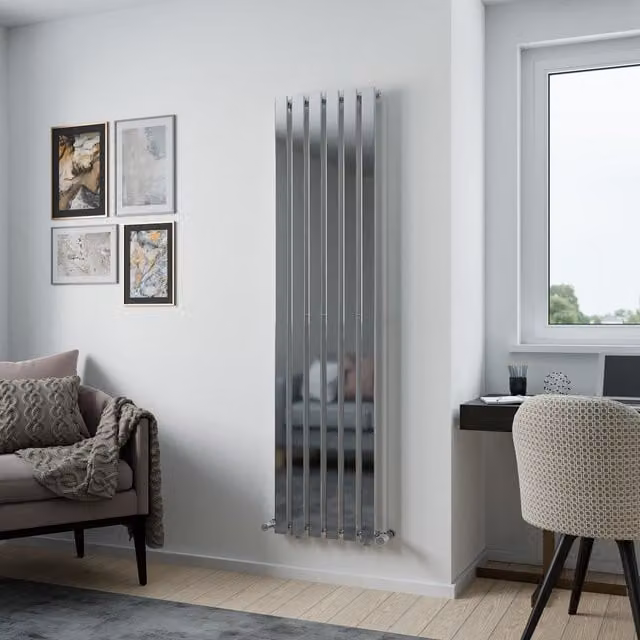 Agadon Lola Designer Panel Radiator in Metallic Silver, W/H: 180 x 44.8 cm – 1