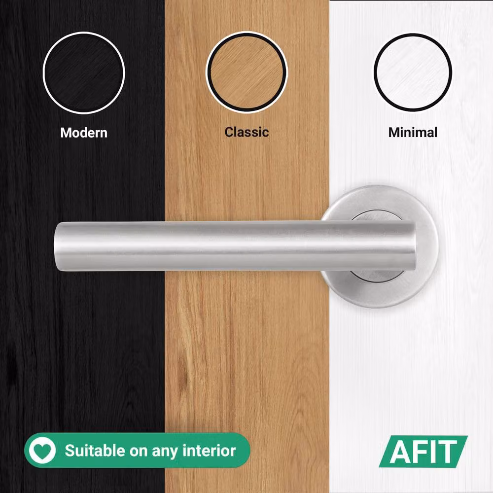 AFIT Silver Satin T-Bar Lever Bathroom Door Handle and Hinge Kit with 76mm Lock, W/D/H: 15 x 15 x 1.5 cm – 4