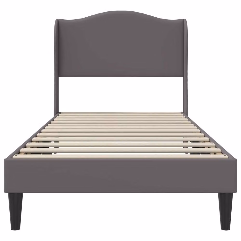 Berkfield Home Upholstered Bed Frame with Headboard in Grey Faux Leather, W/D/H: 90 x 190 cm – 3