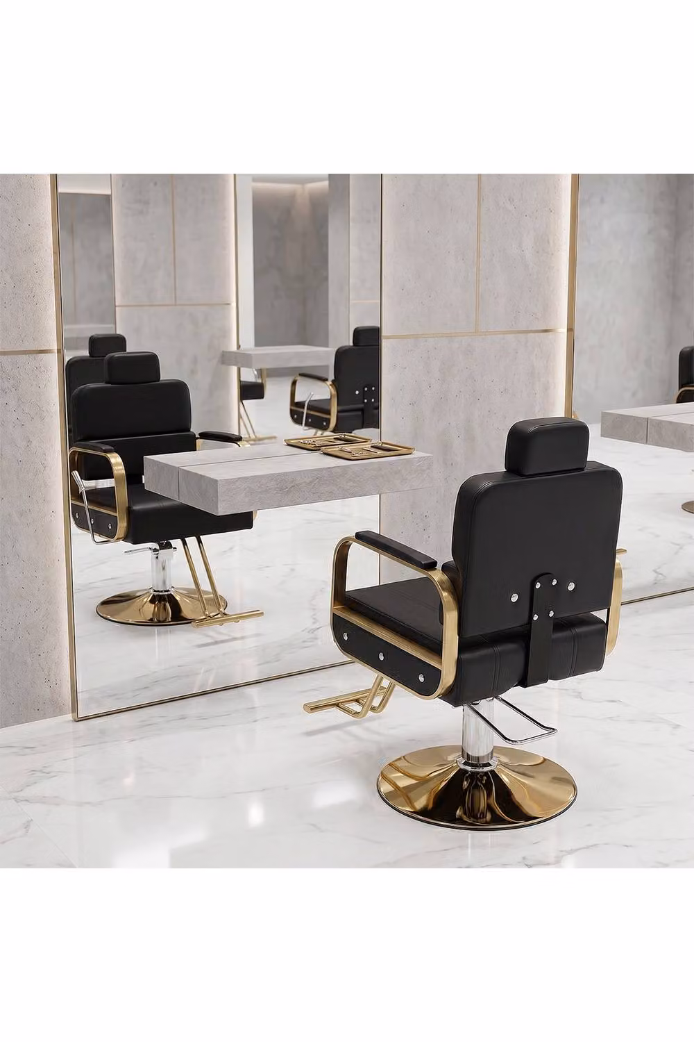 Living and Home Height Adjustable Reclining Swivel Salon Barber Chair in Black – 5