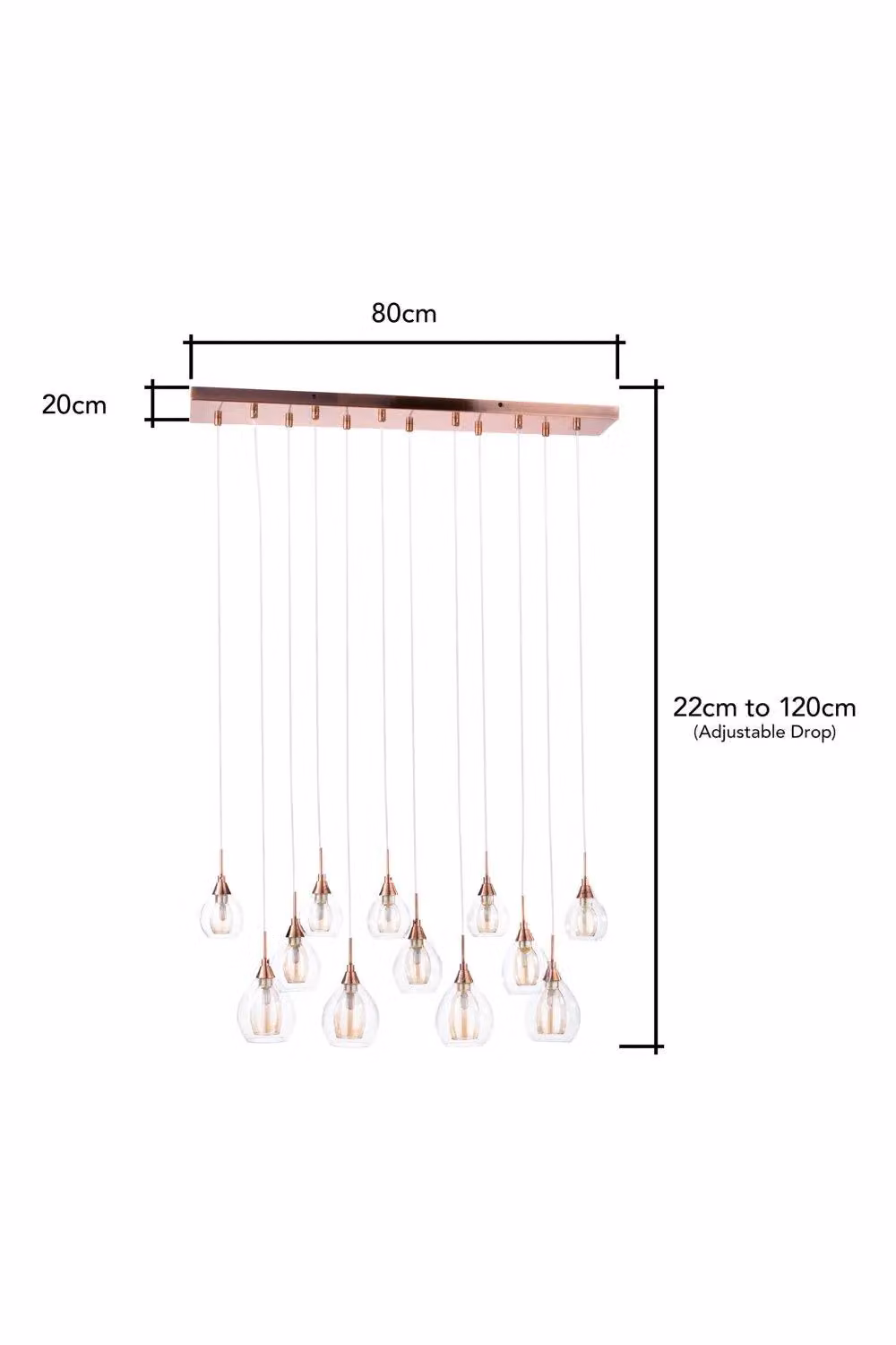 BHS Lighting Carmella Bar Pendant Ceiling Light in Copper and Glass – 2