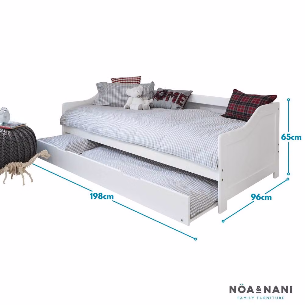 Nöa and Nani Hove Day Bed with Pullout Trundle in White, Single Size, W/D/H: 90 x 200 cm – 3