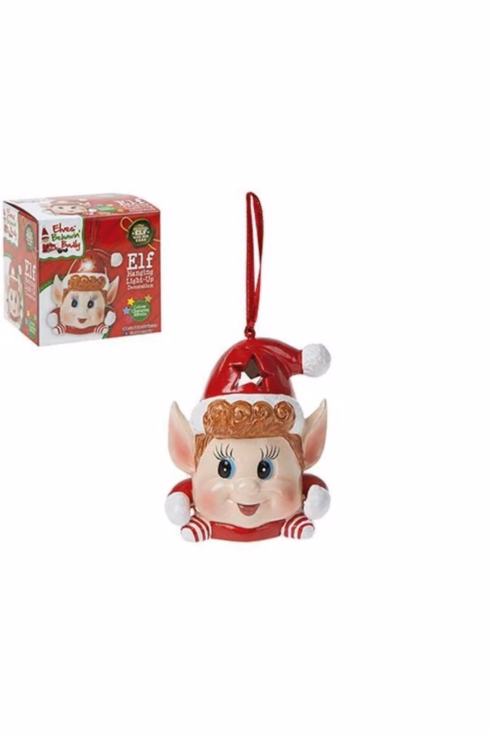 KDMD 5 Pack Red Elf Ornaments with 3 Colour Changing Lights – 2