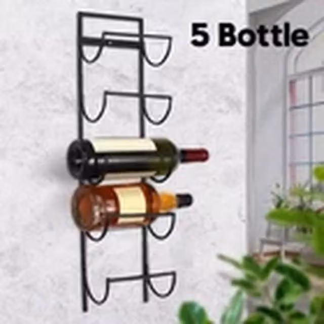 Havendro Wall Mounted Black Metal and Glass Wine Rack for Your Home Bar