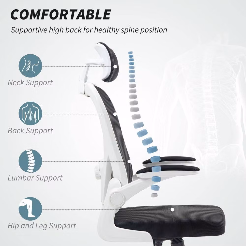 STILVORA Ergonomic Mesh Office Chair with Headrest and Armrests in Black – 4