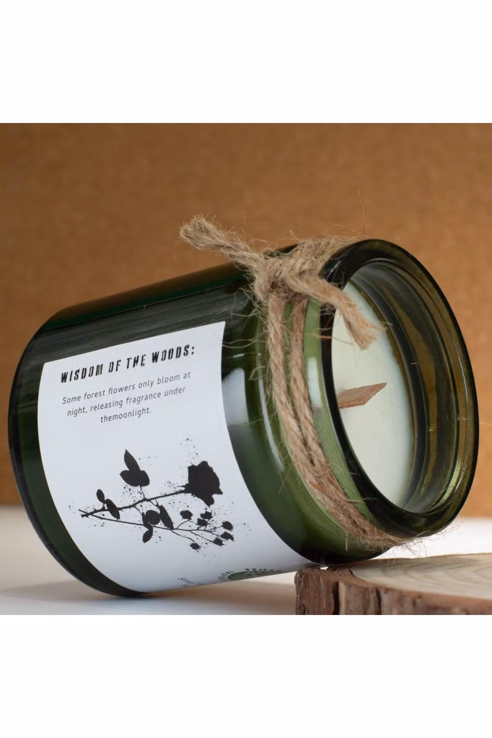 KDMD Midnight Rose Soy Candle with Woodwick in a Green Glass Jar – 3