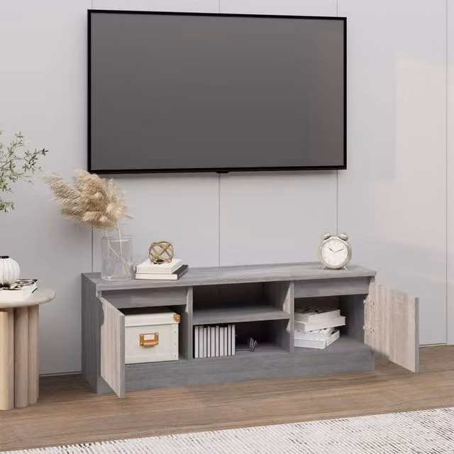 Berkfield Home Modern TV Cabinet with Door in Grey Sonoma, W: 102 cm, D: 30 cm, H: 36 cm – 1