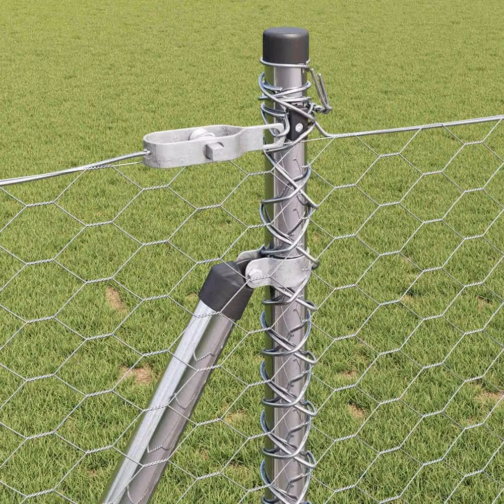 Berkfield Home Hexagon Fence with 11 Flanged Posts, Galvanised Steel, Silver – 3