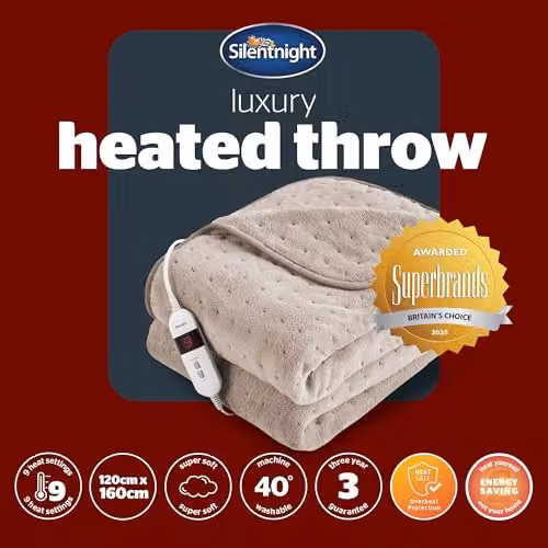 Silentnight Comfort Control Heated Throw Blanket, Luxury Fleece Electric Overblanket in Sand, W/D/H: 120 x 160 cm – 8