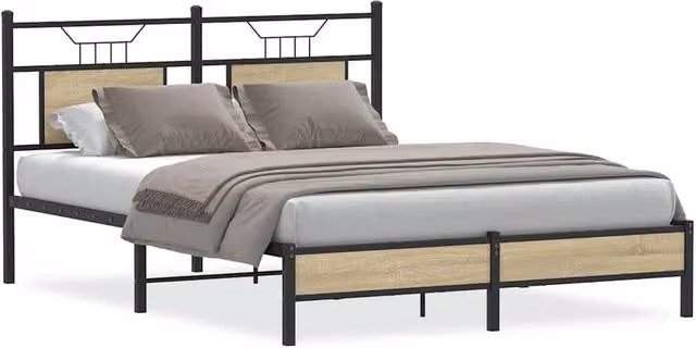 Berkfield Home Sonoma Oak King Size Bed Frame in Brown, W: 150 cm, D: 200 cm – 1