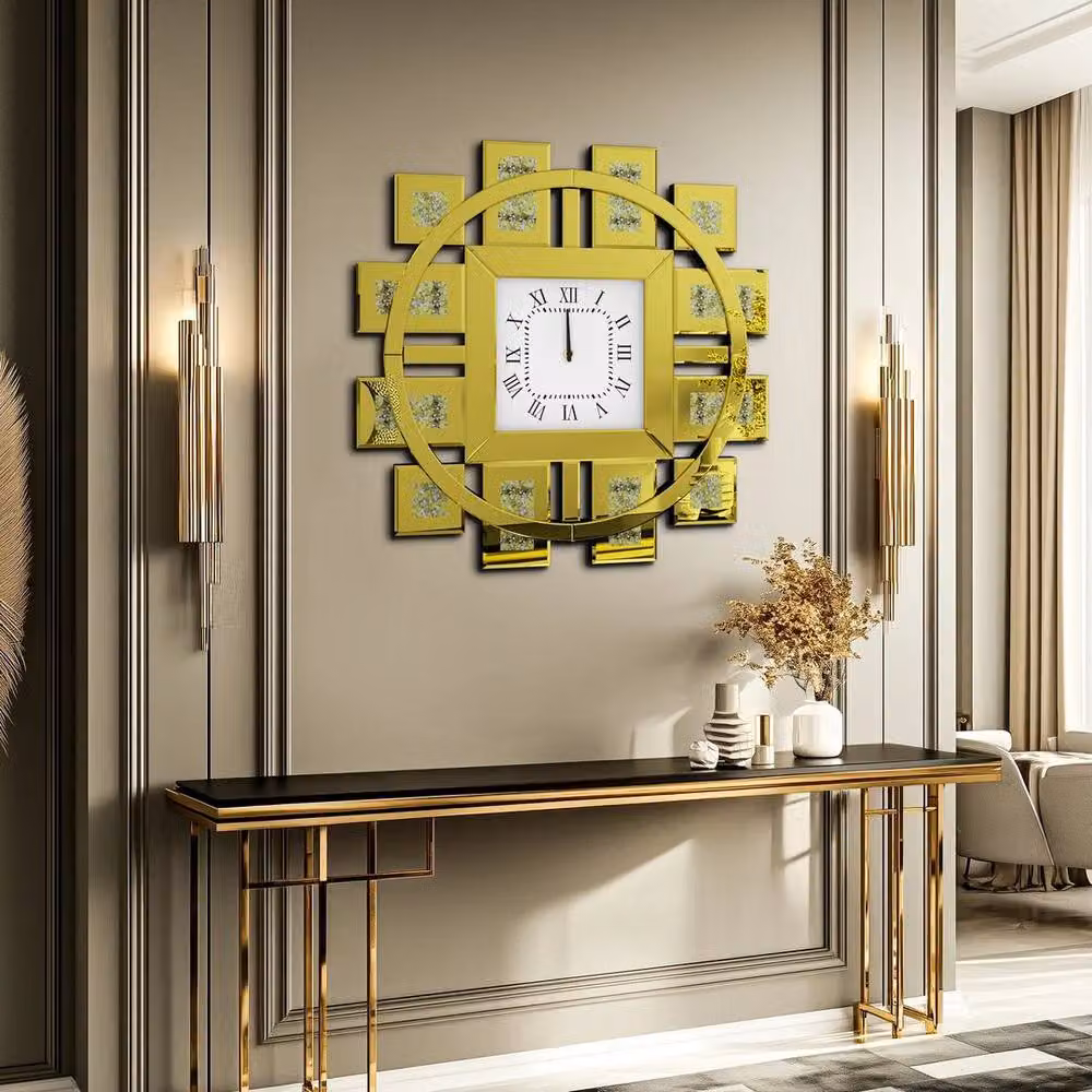 SPETLEK Crystal Crush Diamond Mirrored Wall Clock in Gold, W/D/H: 60 x 60 x 60 cm – 3
