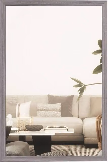 HOMCOM Grey Rectangular Wall Bathroom Vanity Mirror, W: 40 cm, H: 60 cm