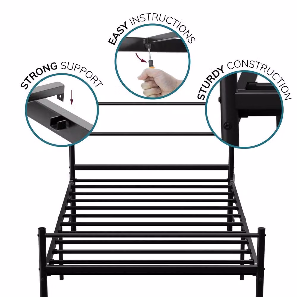 House of Home Single Metal Bed Frame in Black, W/D/H: 90 x 190 cm – 3