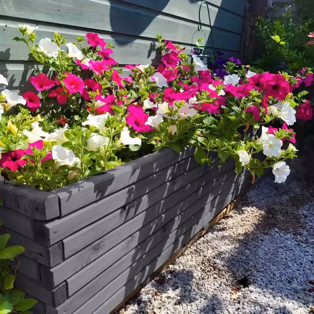 Access Garden Products Grey Pine Raised Trough Planter, W: 140 cm, D: 40 cm, H: 40 cm – 5