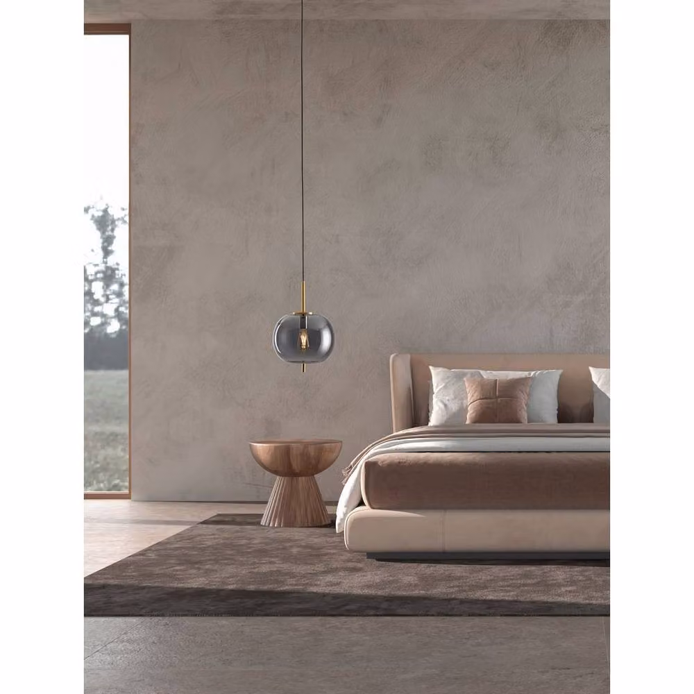 Nova Luce Lato 30cm Globe Pendant Ceiling Light in Grey and Smokey Brass Gold – 2