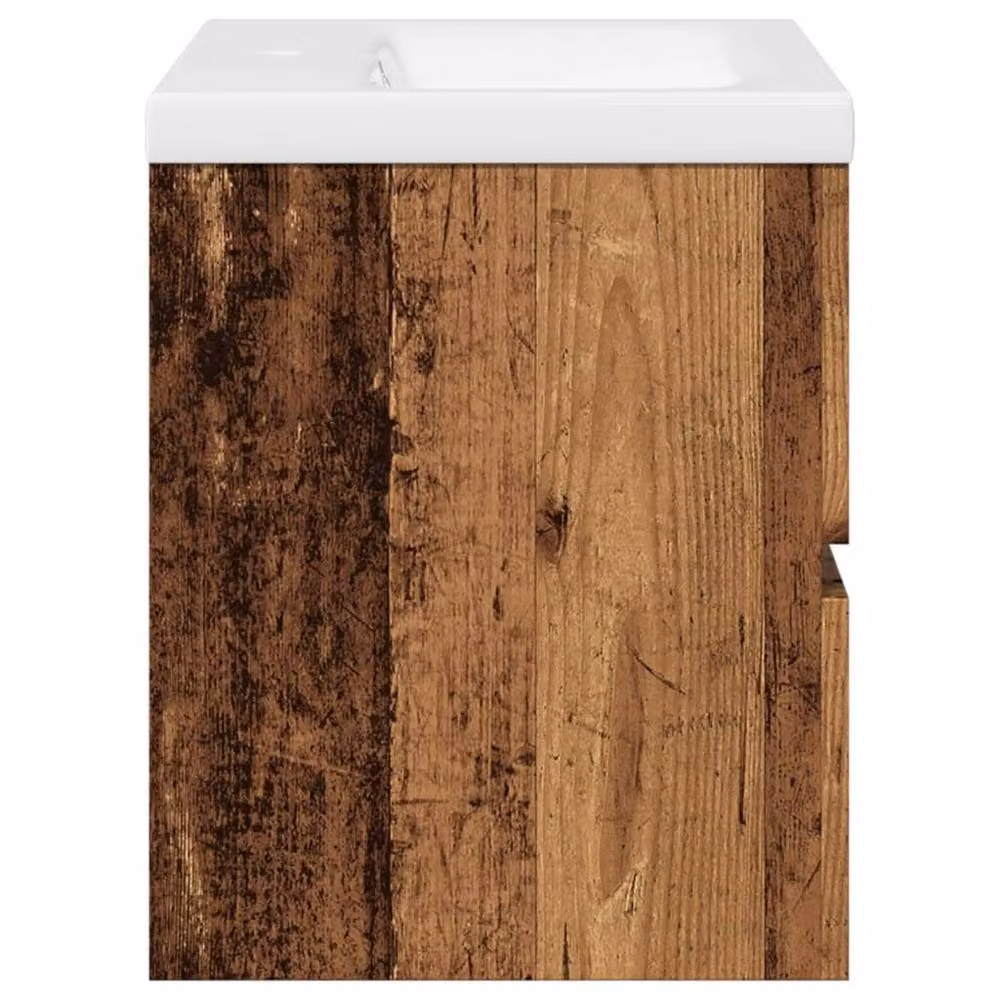 Berkfield Home Sink Cabinet with Built-in Basin in Brown Old Wood W: 61 cm, D: 38.5 cm, H: 49 cm – 3