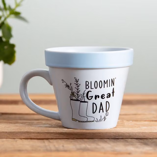 Boxer Gifts Blooming Great Dad Plant-a-holic Plant Pot Mug in Blue