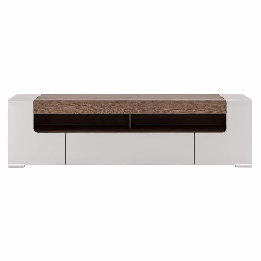 Furniture To Go Toronto Modern Glossy White Wood TV Cabinet with Soft Close Drawers and Media Compartments, Width: 190 cm – 2