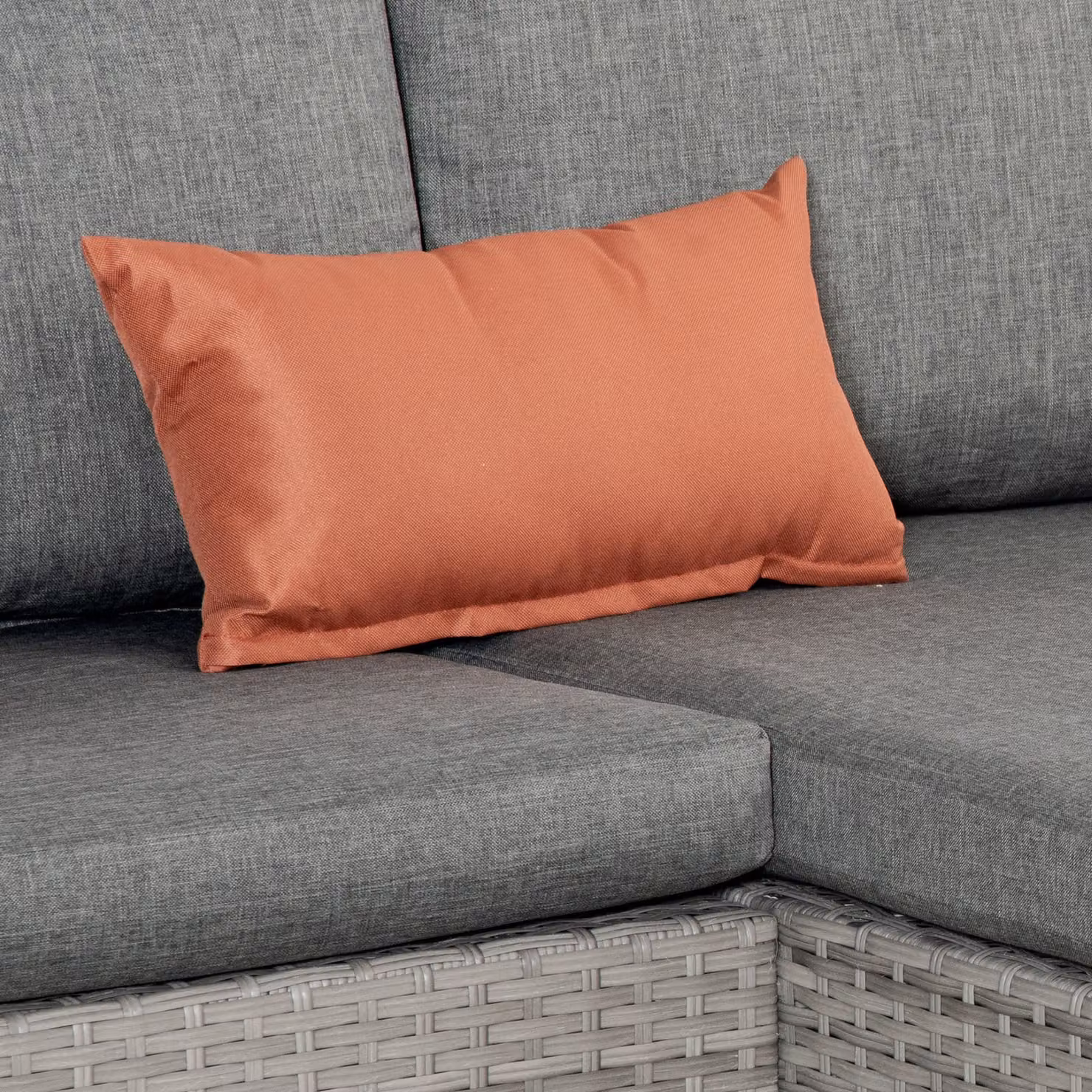 Outsunny 3 Piece L-Shape Rattan Corner Sofa Set with Coffee Table and Cushions in Grey – 6