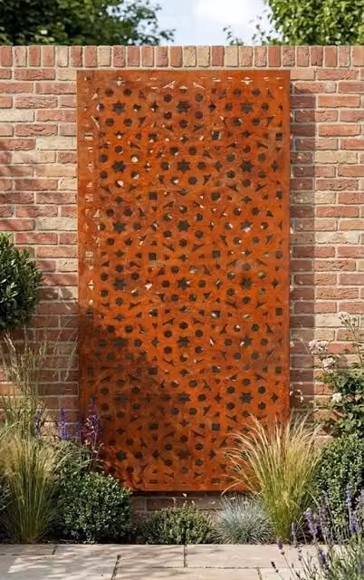 F&G Supplies Moroccan Geometric Decorative Metal Wall Art Screen, Brown, H: 180 cm x W: 90 cm