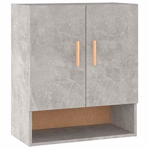 vidaXL Wall Mounted Scandinavian Cabinet in Grey with Hinged Doors and Open Shelf, W/D/H: 60 x 31 x 70 cm