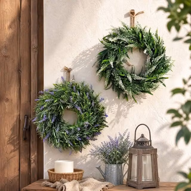 Garden Sanctuary Purple and Green Artificial Lavender Hanging Wreath, Diameter: 30 cm – 1
