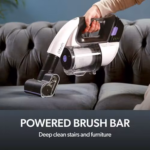 Gtech Multi Platinum Cordless Lightweight Handheld Vacuum Cleaner in White and Purple with Rechargeable Battery and LED Headlight – 3