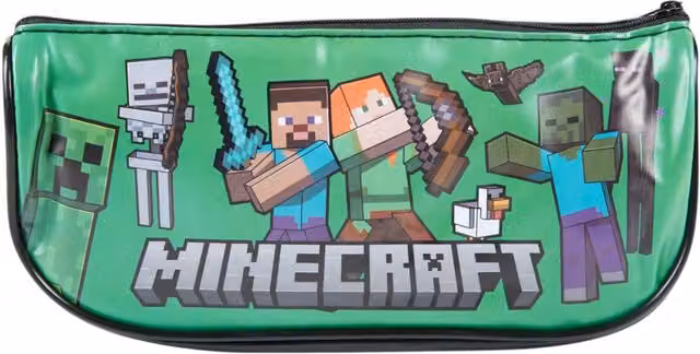Minecraft Green Zipper Pencil Case Flat Pouch
