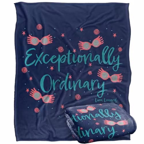 LOGOVISION Harry Potter Luna Lovegood Glasses Super Soft Silky Touch Fleece Throw Blanket, Multicolour, W: 152.4 cm x L: 127.0 cm