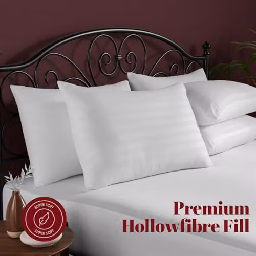 MHG Living Striped Double Duvet and Pillow Set, 13.5 Tog Winter Warmth, White – 2
