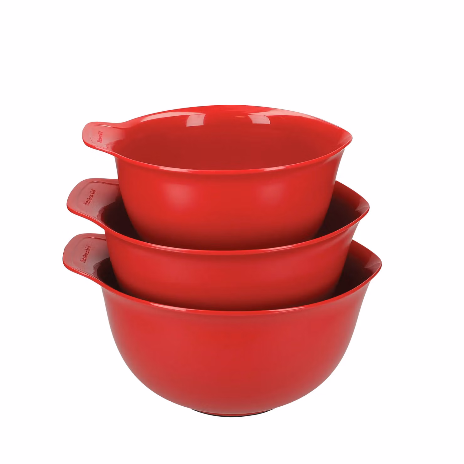 KitchenAid 3pc Nesting Mixing Bowl Set with Pouring Spout and Non-Slip Base, Red – 5