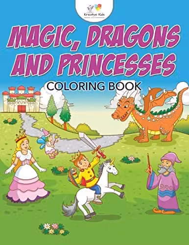 Kreative Kids Magic, Dragons and Princesses Colouring Book for Children, Multicolour