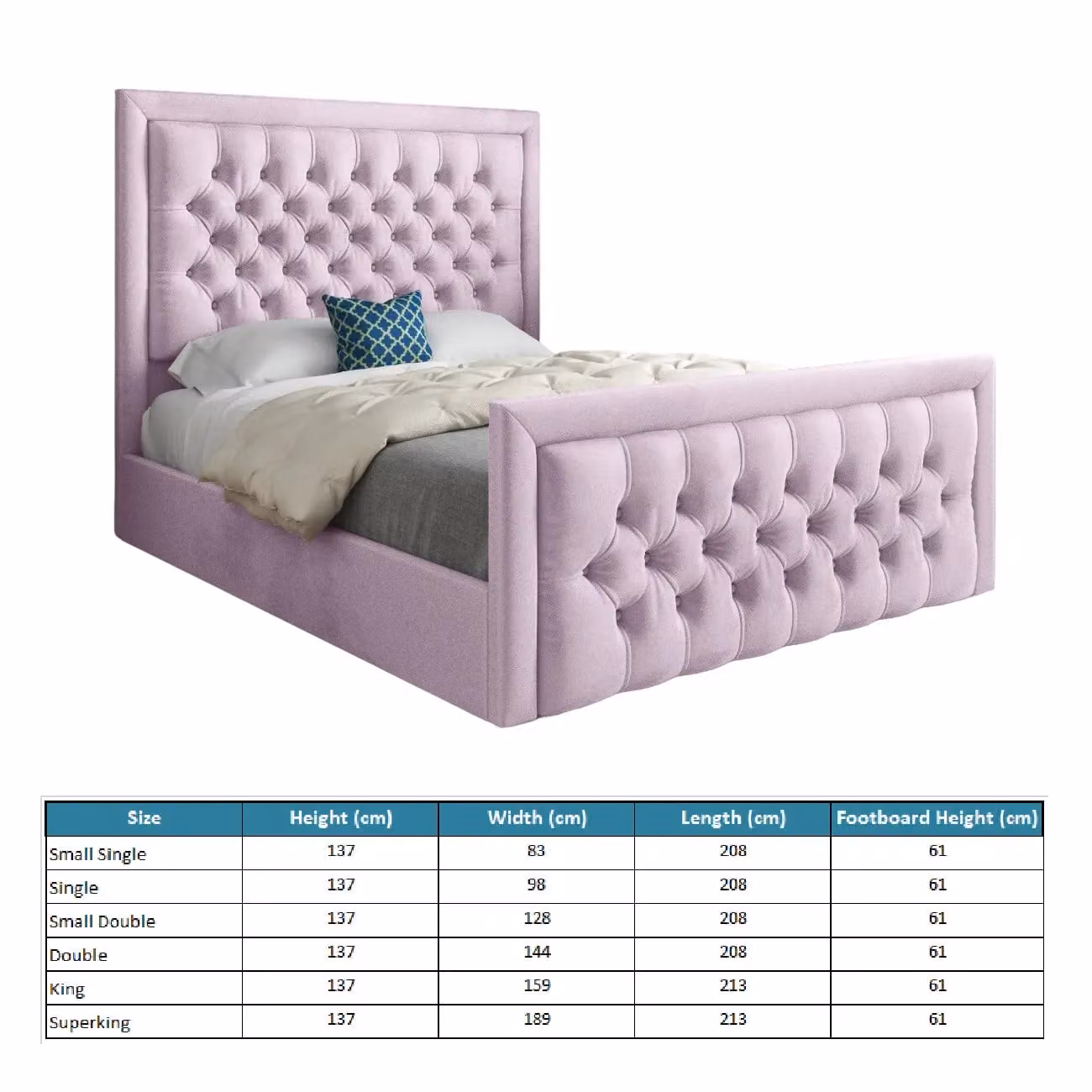 Casani Rovigo Upholstered Velvet Bed Frame in Pink, W/D/H: 90 x 190 x 137 x 98 cm – 4