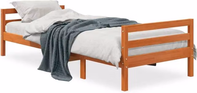 Berkfield Home Rustic Solid Wood Pine Bed Frame, Wax Brown, W: 90 cm, L: 200 cm