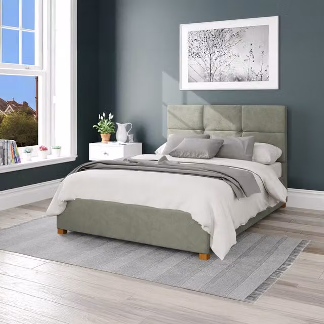 Aspire Caine Modern Upholstered Ottoman Storage Bed in Green Velvet, W/D/H: 180 x 200 cm