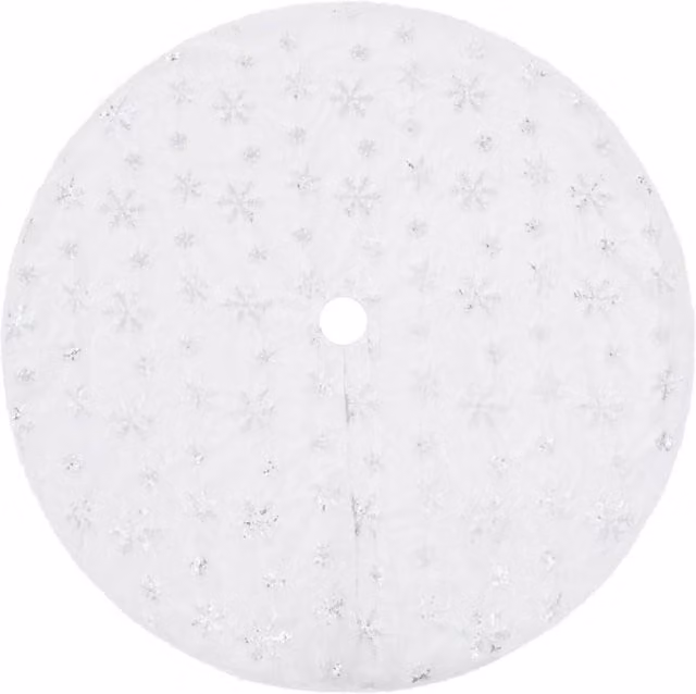 Berkfield Home Luxury White Floral Round Christmas Tree Skirt, Diameter: 150 cm