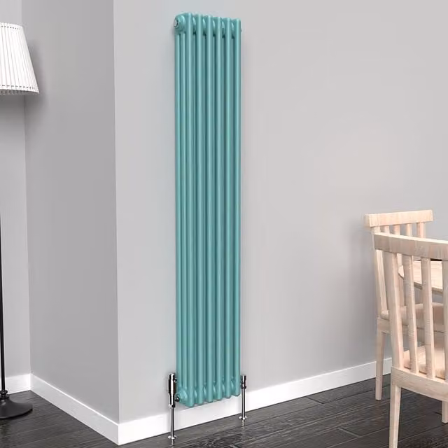 Lux Heat Vertical Coloured Column Radiator, Light Aqua Green, H: 150 cm, W: 29 cm