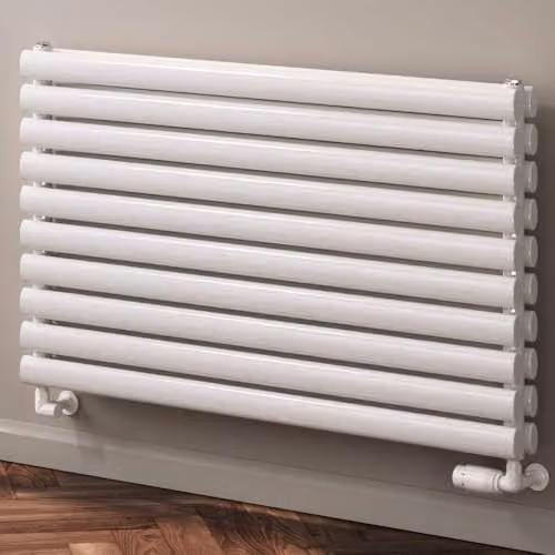 Bathroom Kingdom Nevah Anthracite Double Oval Steel Radiator, H: 29.5 cm, W: 140 cm