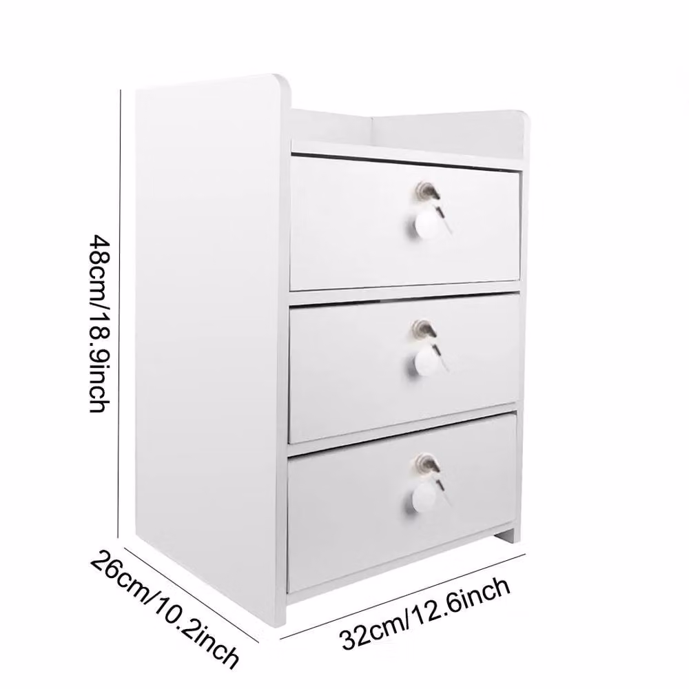 Ventryn Modern White Wooden 3-Drawer Nightstand and Bedside Cabinet – 2
