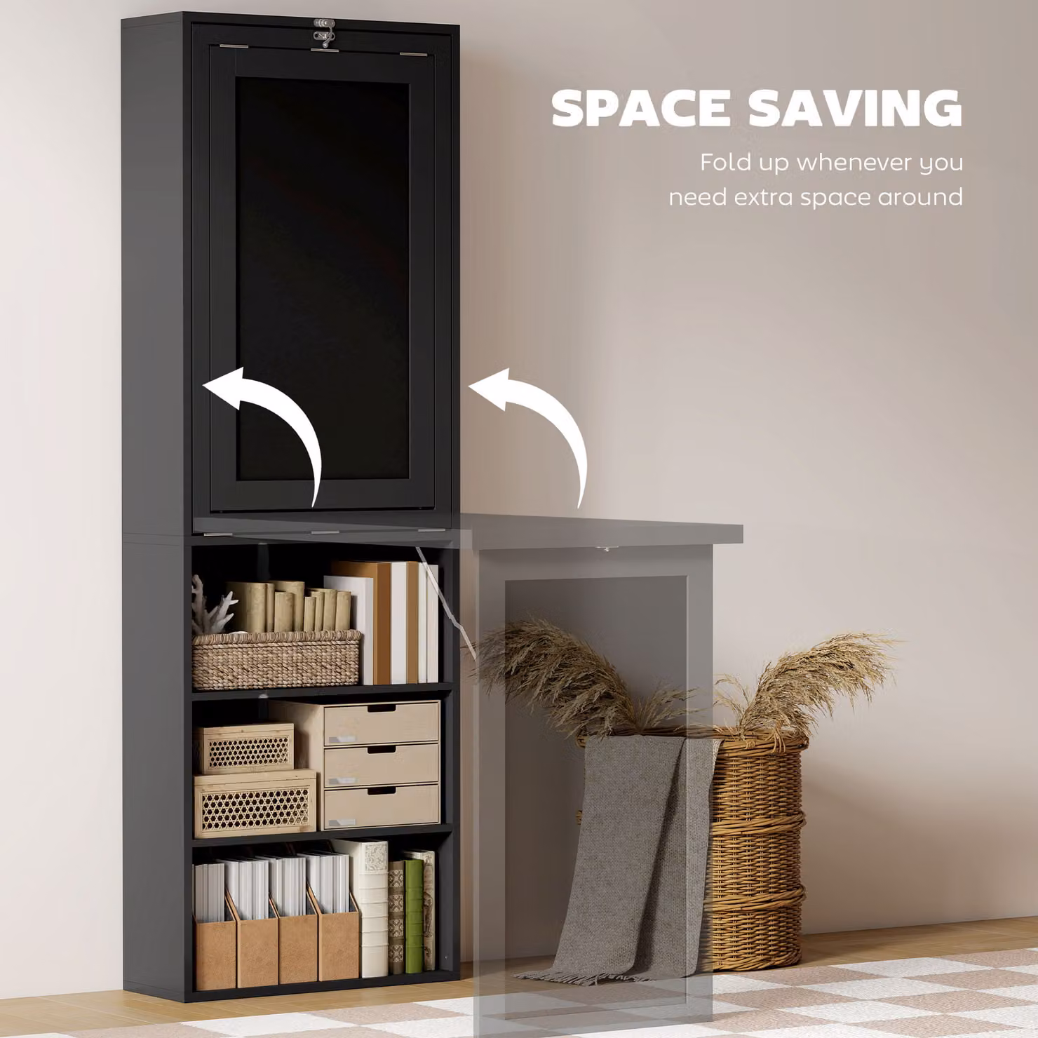 HOMCOM Three-Part Modern Computer Desk with Storage and Chalkboard, Black – 4