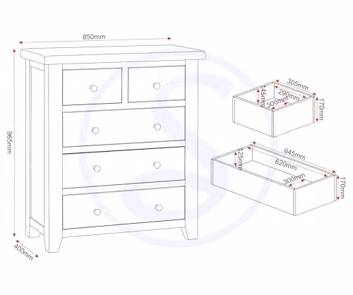 Seconique Windsor 3+2 Drawer Chest in Pebble Grey and Oak – 2