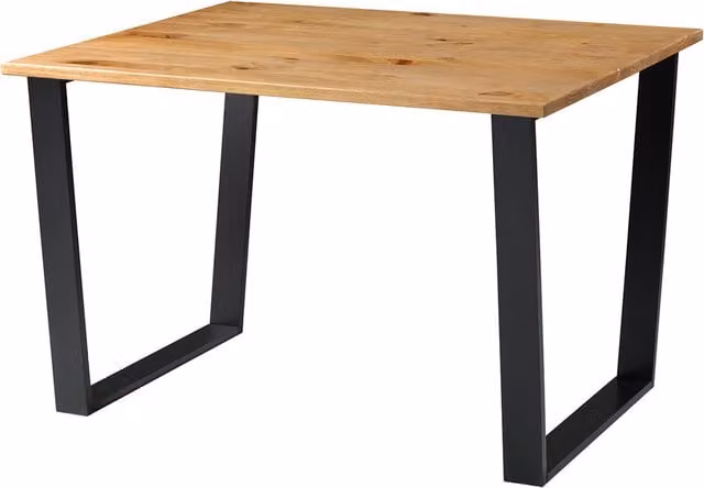 Core Products Texas Rectangular Dining Table in Waxed Brown Pine with Black Metal Legs, W: 118 cm