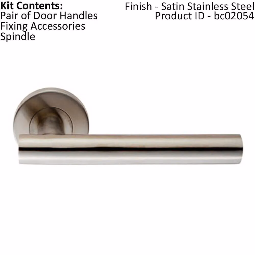 Loops Pair of Straight Round T-Bar Handles on Round Rose in Brushed Satin Steel, Silver – 2
