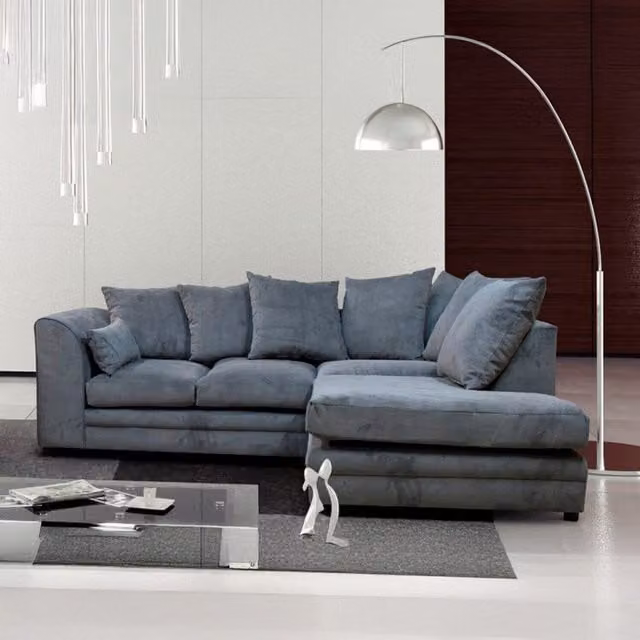 Kaspo 4 Seater Grey Fabric Corner Sofa with Right-Hand L-Shape Design