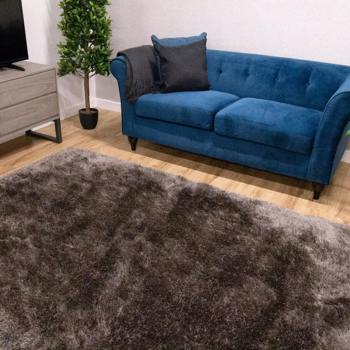 The Rug Shop UK Grey Handmade Modern Plain Polyester Easy to Clean Rectangular Area Rug W: 240 cm, D: 340 cm – 2