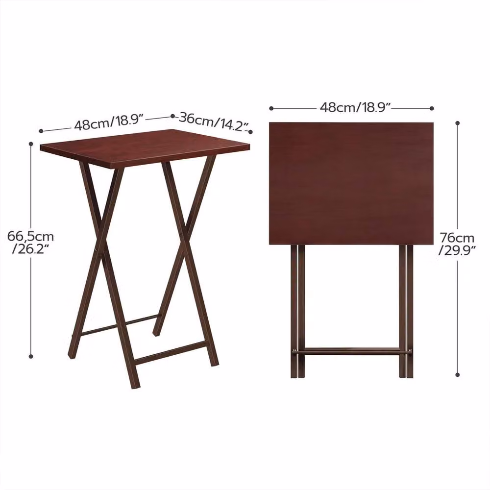 FORGEVIO Set of 2 Brown Folding Tables, L 48 cm x W 36 cm x H 66.5 cm – 2