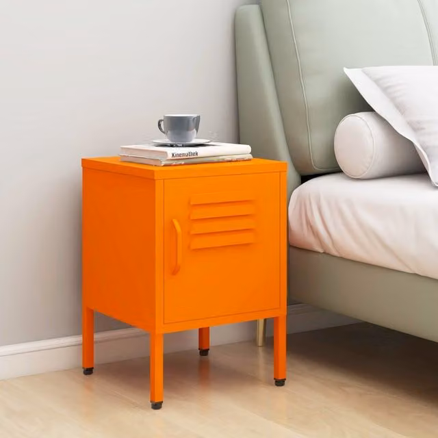 Berkfield Home Modern Matt Orange Metal Nightstand W/D/H: 35 x 35 x 51 cm – 1